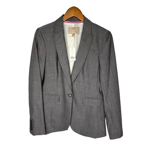 NWT! Banana Republic Womans 10 Stretch WOOL Blazer $198 Peplum Jacket Gray - Picture 1 of 5